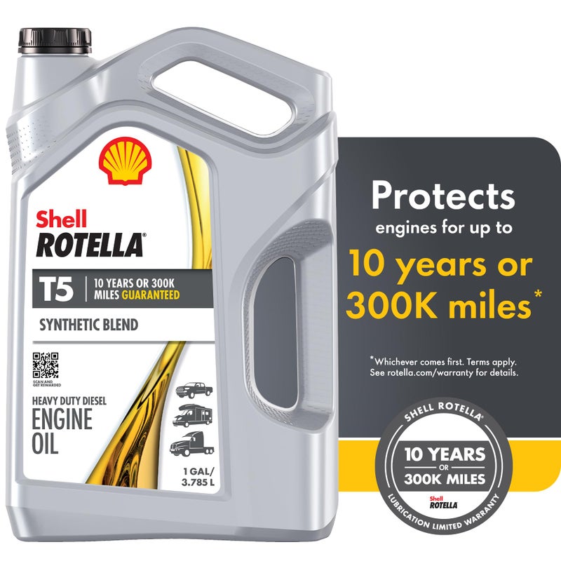 Shell Rotella زيت محرك شل روتيلا T5 خليط صناعي 10W-30، 1 جالون (3 عبوات) - Image 3